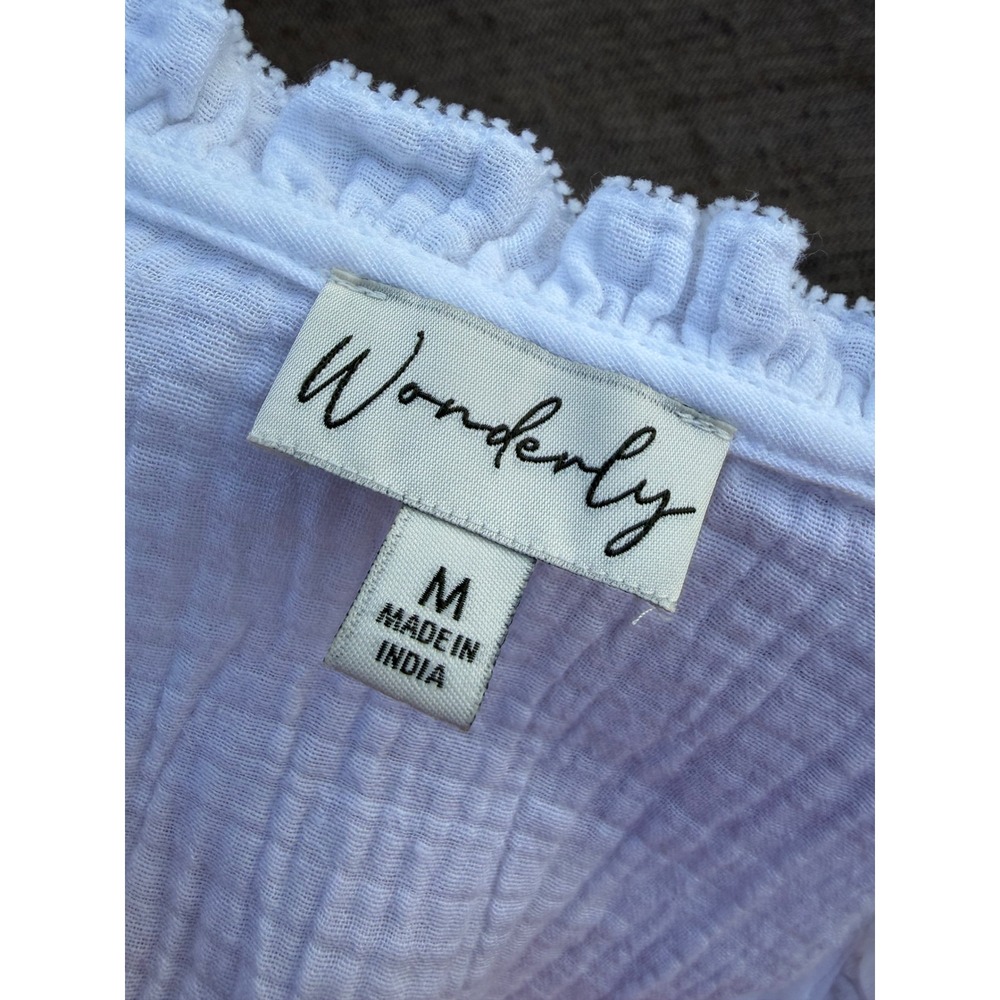 Wonderly White Gauze Ruffle Tiered Midi Dress Womens Medium Boho Sleeveless - Picture 4 of 4
